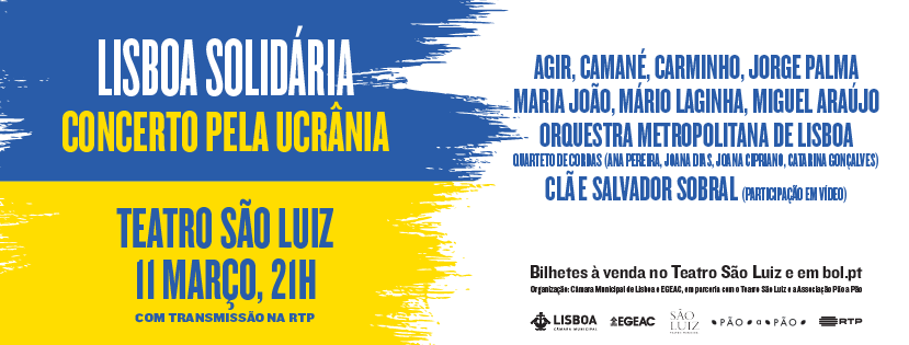  RTP1 emite em direto o espetáculo «Lisboa Solidária – Concerto Pela Ucrânia»