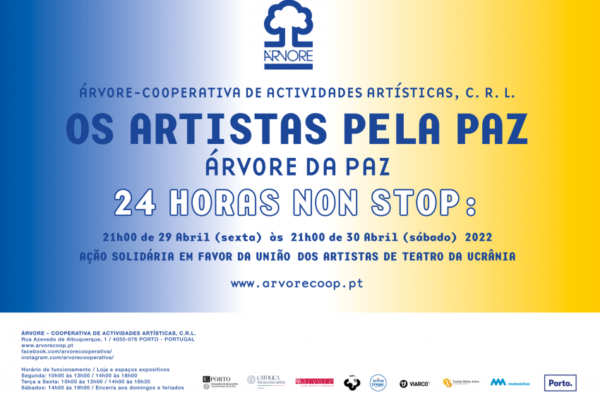  Cooperativa Árvore organiza 24 horas de Arte para ajudar a União dos Artistas de Teatro da Ucrânia